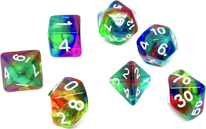 DIC37365 Dice Set Transparent Rainbow Storm (7) Dice