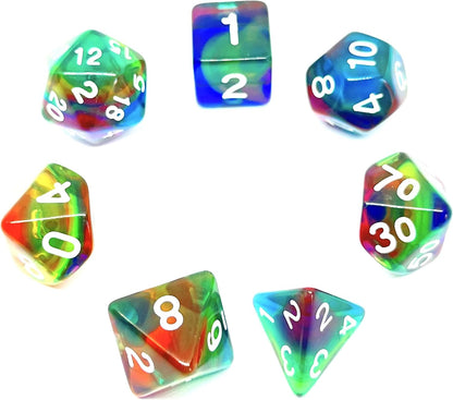 DIC37365 Dice Set Transparent Rainbow Storm (7) Dice