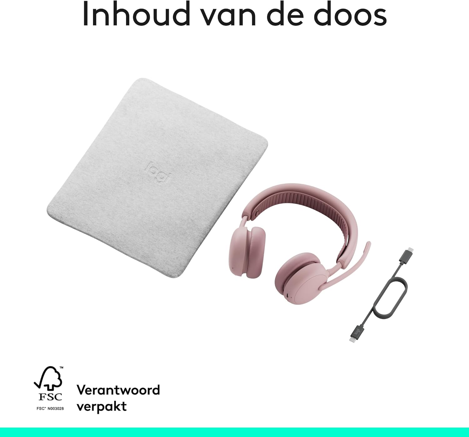 Logitech Zone Wireless 2 ES – brusreducerande trådlöst headset med anpassningsbar hybrid-ANC, Bluetooth, rosa Wireless Rosa