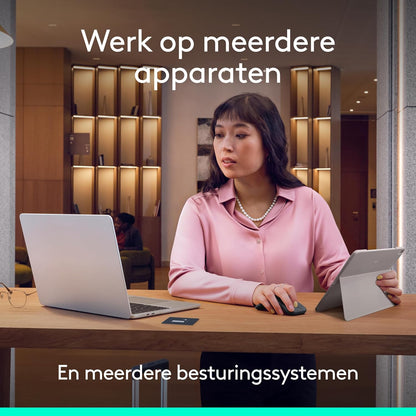 Logitech Mobi Fold, ultra-draagbare reis muis, klein en licht, touch scrolling, stille klikken, 4K DPI, Bluetooth, voor Windows PC, Mac, Chromebook, Android, iPad - Grafiet