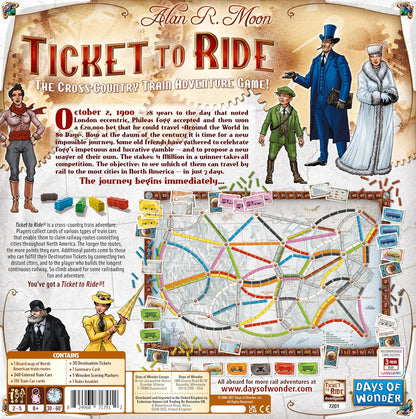 Days of Wonder | Ticket to Ride Board Game | Ages 8+ | For 2 to 5 Players | Average Playtime 30-60 Minutes, Black