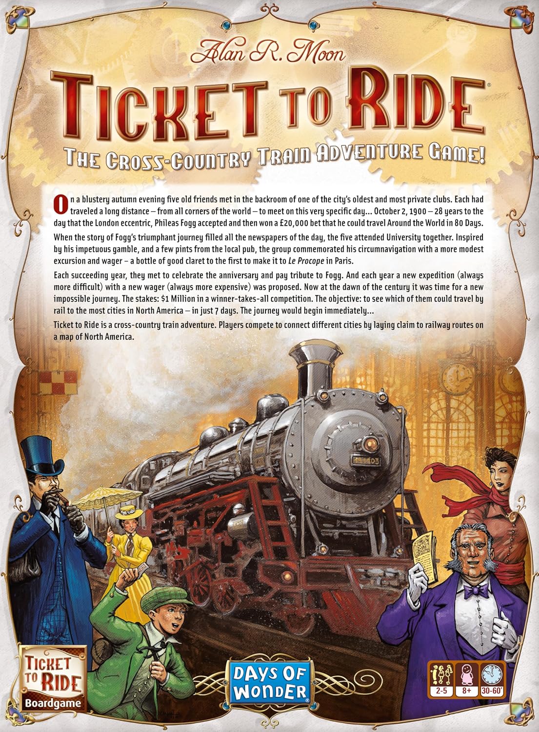 Days of Wonder | Ticket to Ride Board Game | Ages 8+ | For 2 to 5 Players | Average Playtime 30-60 Minutes, Black