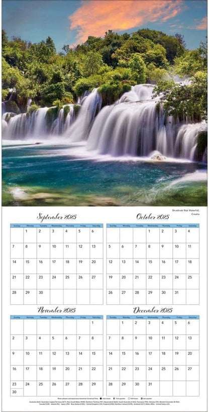 TURNER PHOTOGRAPHIC Waterfalls 12x12 Photo Wall Calendar (26998027312