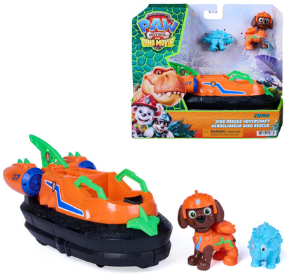 Paw Patrol: The Dino Movie, Zuma Dino Rescue Hovercraft with Extending Rescue Claw, Collect 2 Action Figures and Vehicle, Kids Toys for Boys and Girls Ages 3+
