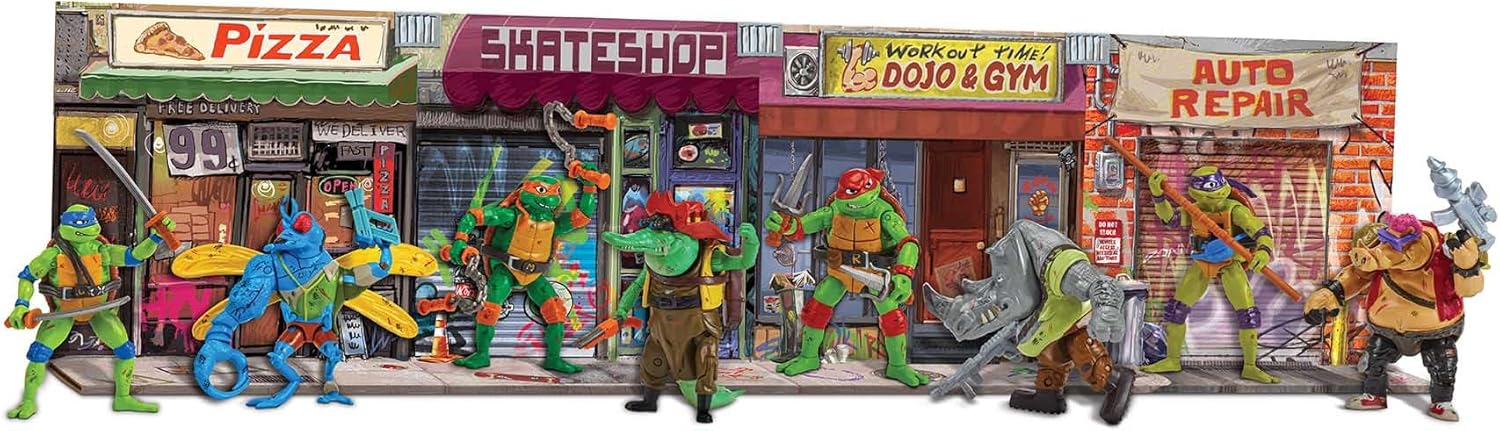 Teenage Mutant Ninja Turtles Mutant Mayhem Mutation Station Raphael vs Rocksteady Action Figure Battle Pack, confezione da 2