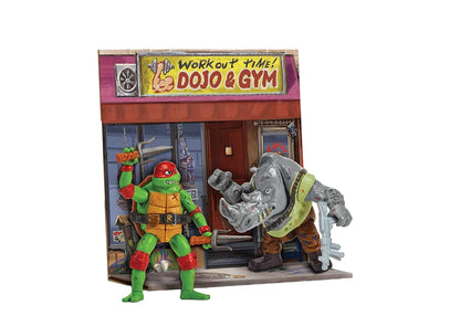 Teenage Mutant Ninja Turtles Mutant Mayhem Mutation Station Raphael vs Rocksteady Action Figure Battle Pack, confezione da 2