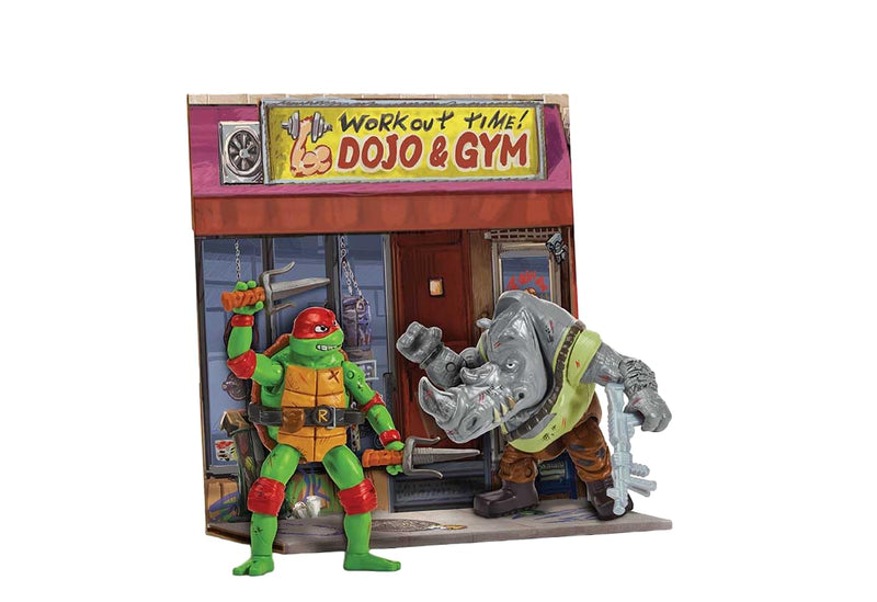 Teenage Mutant Ninja Turtles Mutant Mayhem Mutation Station Raphael vs Rocksteady Action Figure Battle Pack, confezione da 2