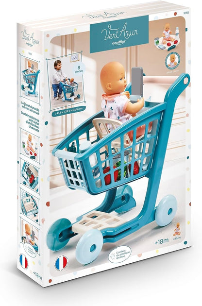 Jouets Ecoiffier – 1658 – trolley + pop + 7 accessoires – kinderwagen met afneembare zitting – imitatiespel – vanaf 18 maanden – gemaakt in Frankrijk
