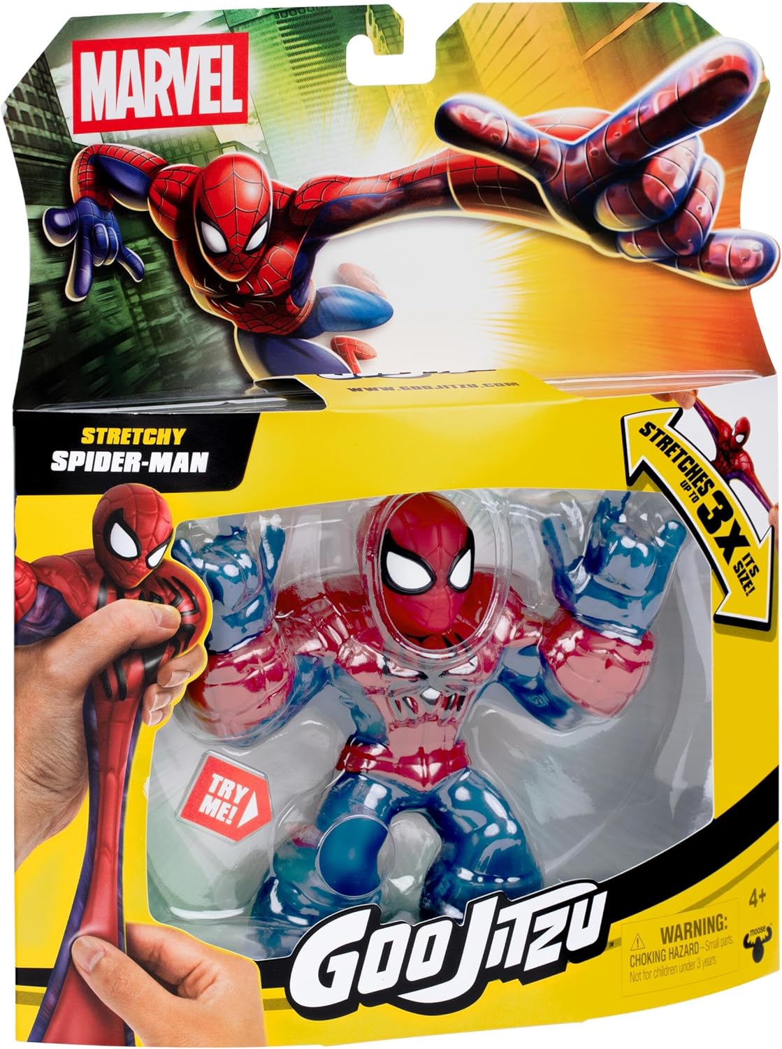 Heroes of Goo Jit Zu MARVEL Avengers Spider-Man, Stretchy Action Figure, Super Stretchy With Unique Squishy Rheoscopic Filling, Collect all 3