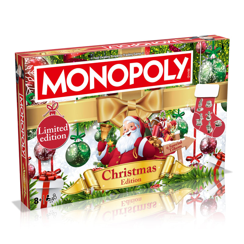 Winning Moves Christmas Monopoly Board Game, Play as Rudolph, Snowman or Santa and trade your way to success, Perfect Christmas decoration by the tree, for ages 8 and up