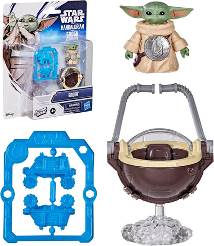 Star Wars ActionVerse Grogu, actiefiguur van 3,3 cm (schaal van 11 cm) en accessoires, herbruikbaar accessoire-opbergrek, speelgoed voor jongens en meisjes van 4+