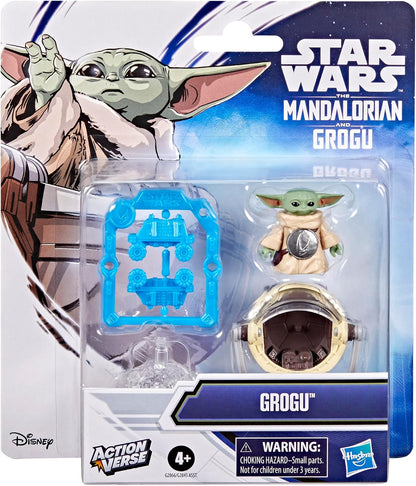 Star Wars ActionVerse Grogu, actiefiguur van 3,3 cm (schaal van 11 cm) en accessoires, herbruikbaar accessoire-opbergrek, speelgoed voor jongens en meisjes van 4+