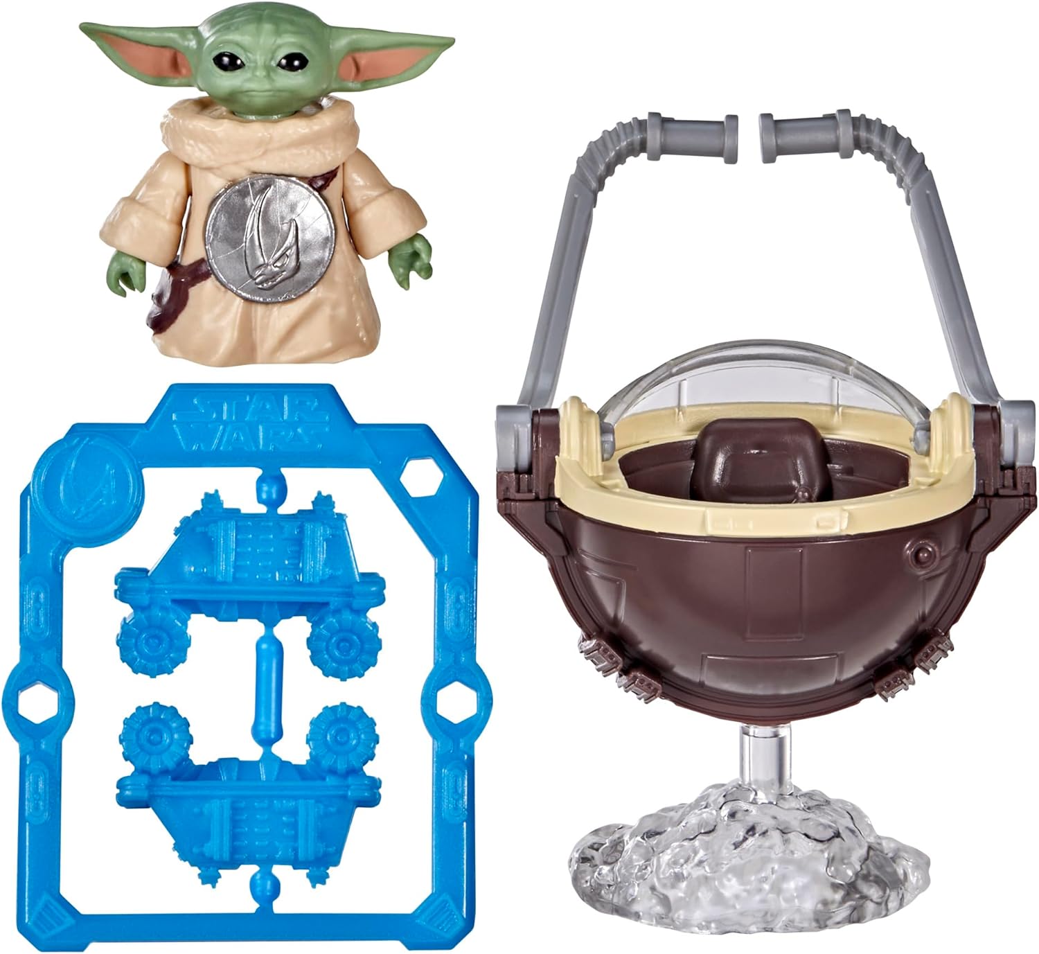 Star Wars ActionVerse Grogu, actiefiguur van 3,3 cm (schaal van 11 cm) en accessoires, herbruikbaar accessoire-opbergrek, speelgoed voor jongens en meisjes van 4+