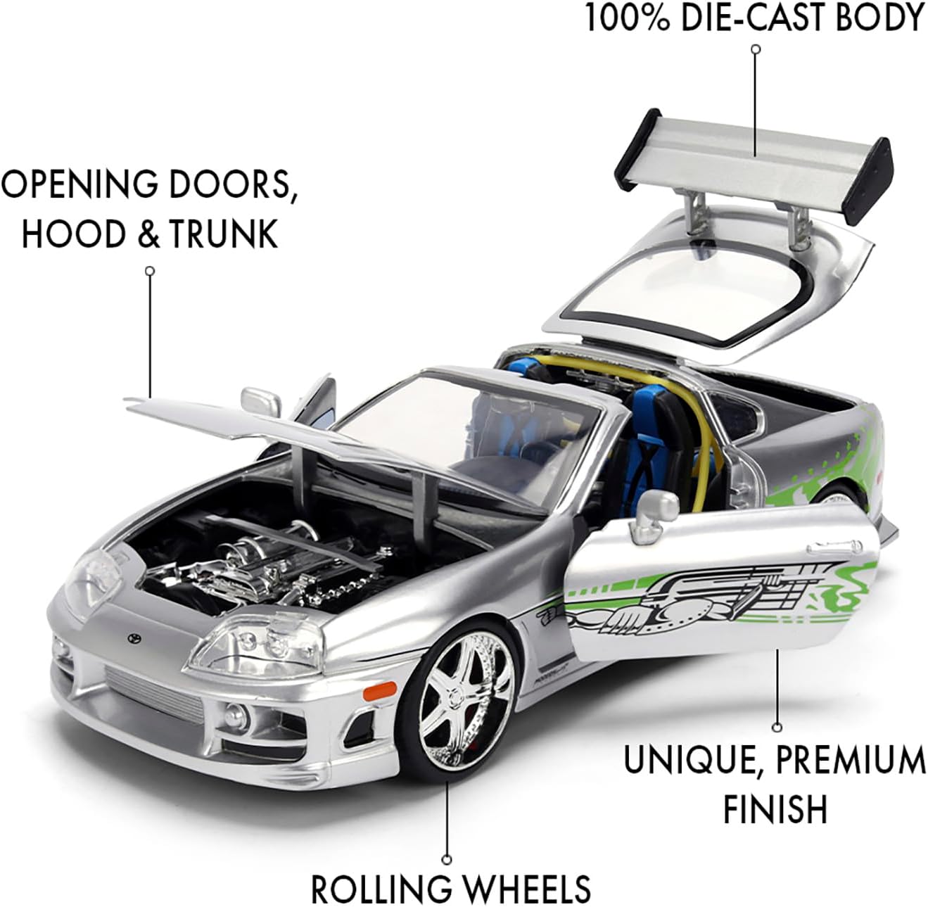 Jada FAST & FURIOUS ANNIVERSARY BRIAN'S TOYOTA SILVER FINISH 1:24