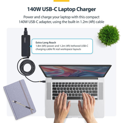 StarTech Chargeur d'ordinateur portable USB-C GaN 140 W, Dell