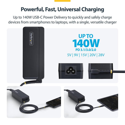 StarTech Chargeur d'ordinateur portable USB-C GaN 140 W, Dell