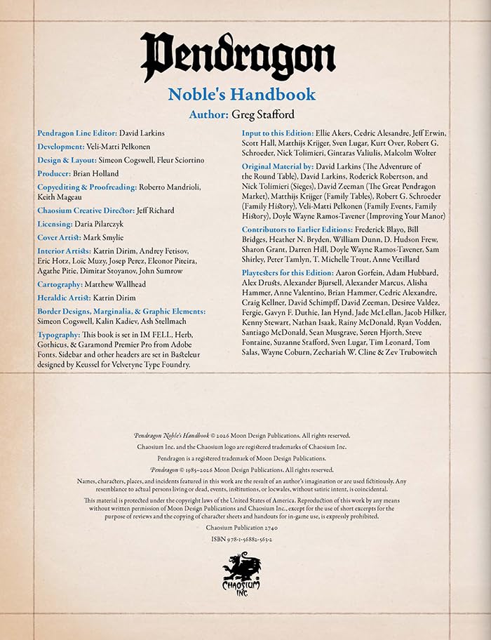 Pendragon: Noble's Handbook