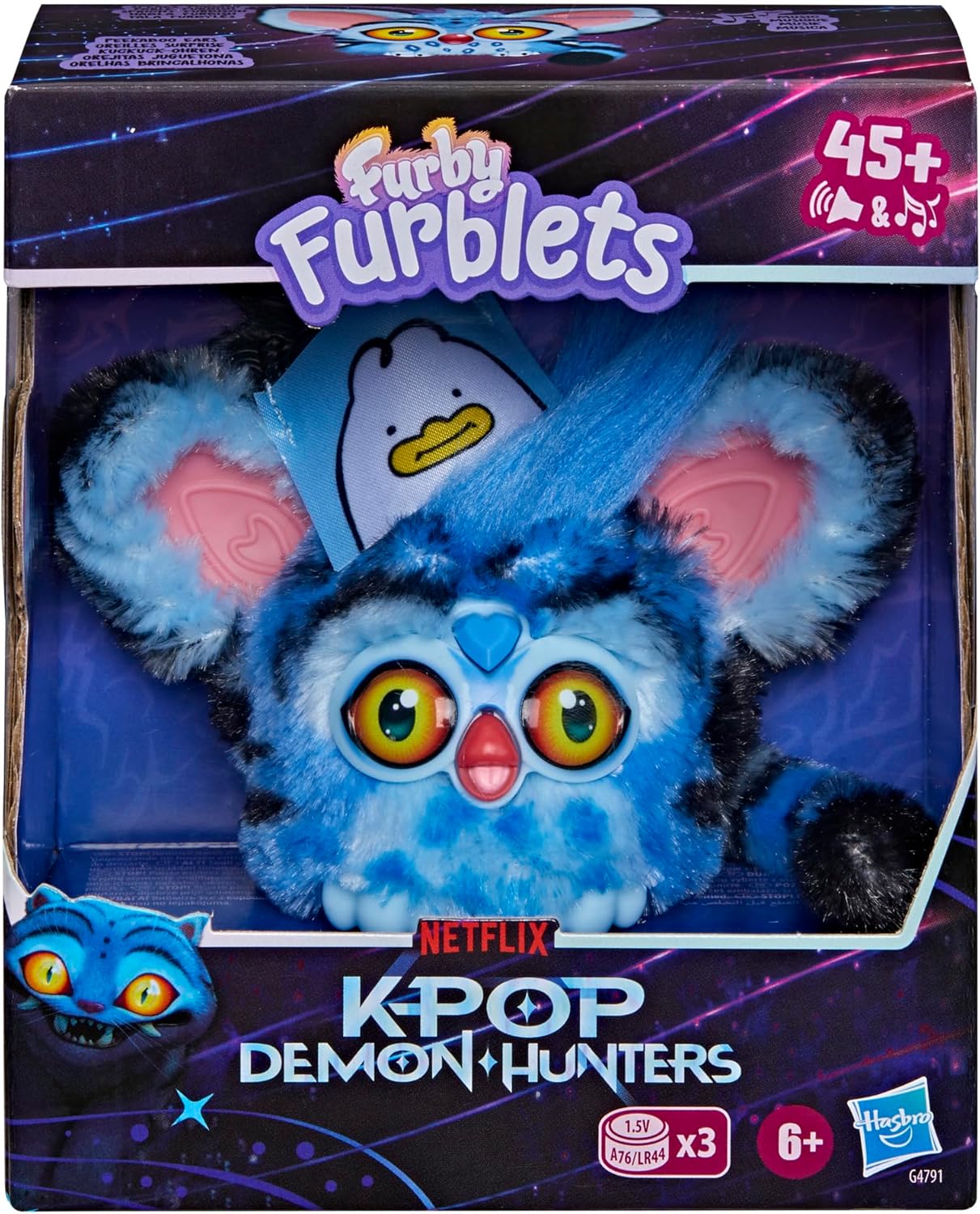 KPop Demon Hunters Furby Furblets Derpy Tiger, Collectible 3" Mini Plush Electronic Toy Figure with Keychain Clip