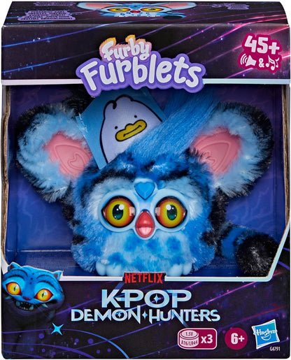KPop Demon Hunters Furby Furblets Derpy Tiger, Collectible 3" Mini Plush Electronic Toy Figure with Keychain Clip