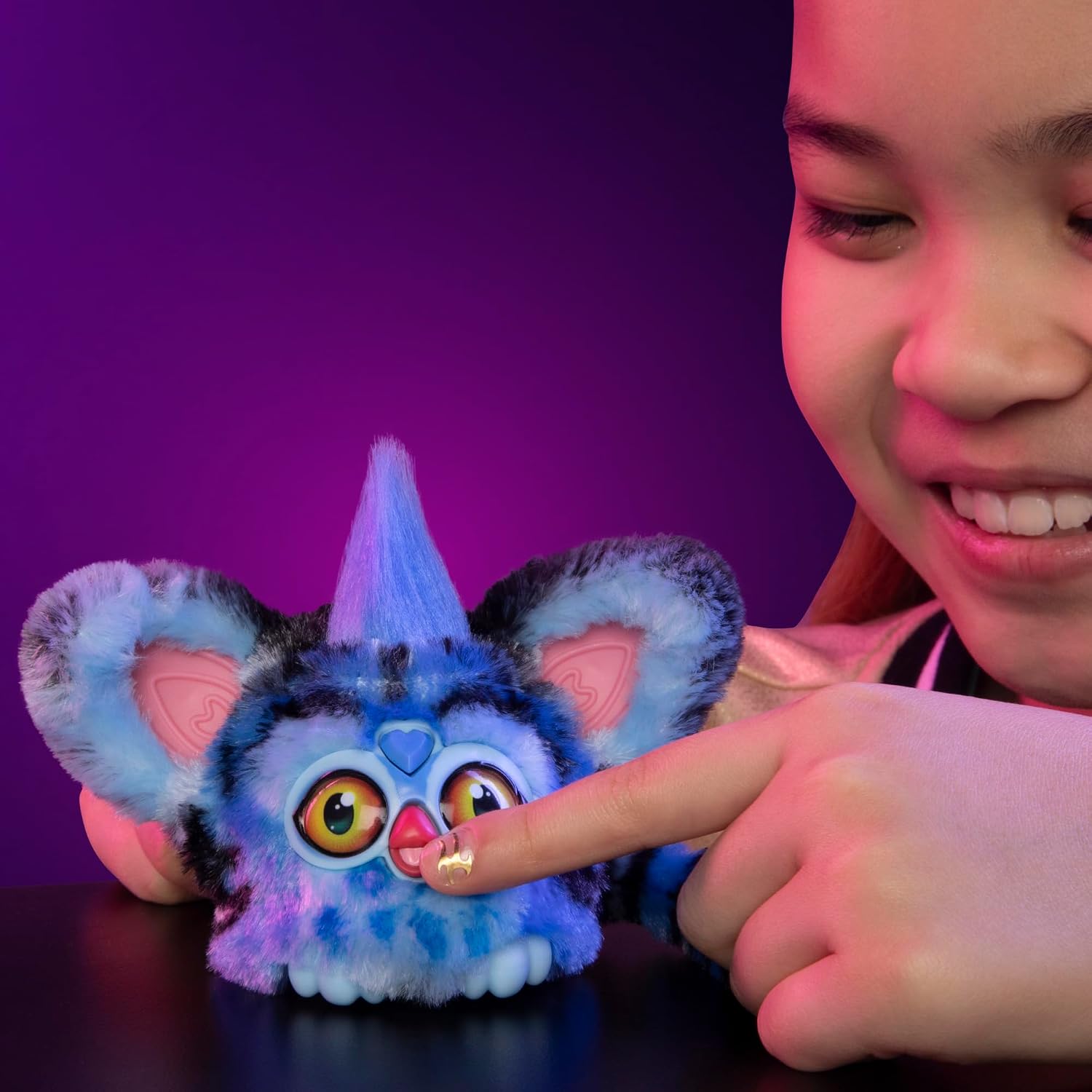 KPop Demon Hunters Furby Furblets Derpy Tiger, Collectible 3" Mini Plush Electronic Toy Figure with Keychain Clip