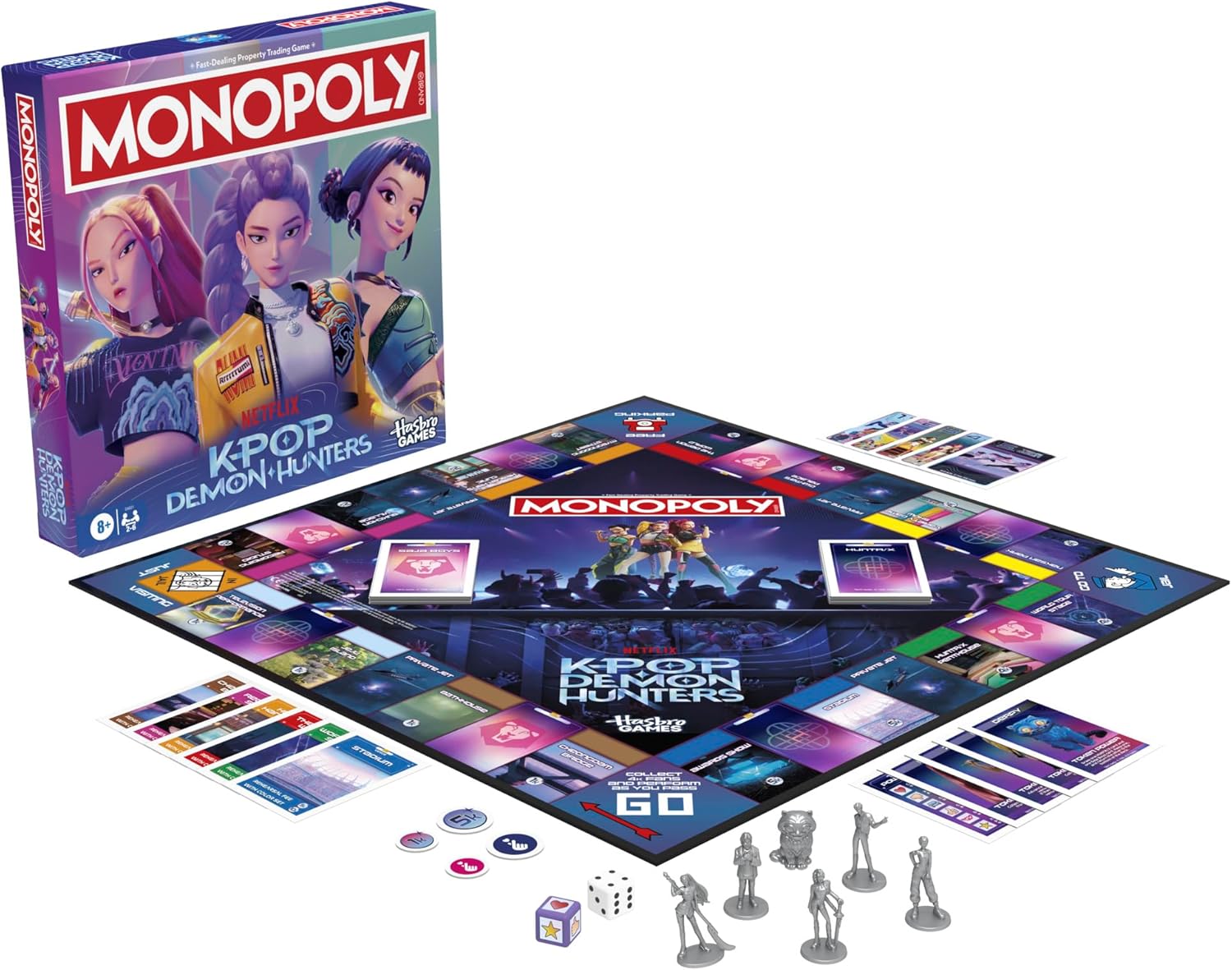 Monopoly: KPop Demon Hunters Edition Board Game | Family Games for Kids, Teens, and Adults | Fun Gifts for Kids | 2 to 6 Players | Ages 8+ - English Version