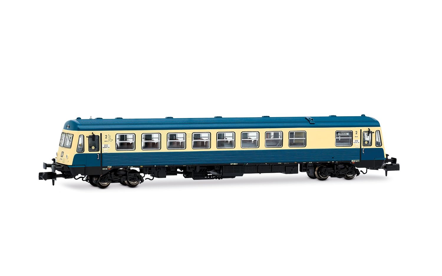 Arnold HN2696S DB, 4-Achs-Diesel-Triebwagen BR 627.0, blau/beige Livery, ep.IV, mit DCC Sound-Decoder, Eisenbahn-Diesellokomotive, ab 14 Jahren