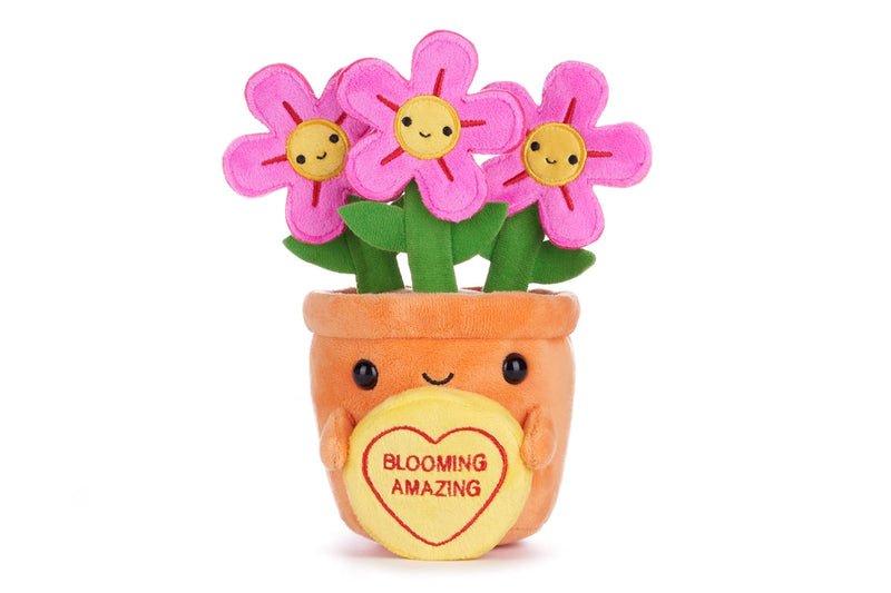 Swizzels Love Hearts 18CM (7-inch) Felicity Flowerpot Blooming Amazing Plush Soft Toy, 38012, Yellow,orange,pink