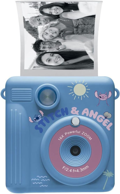 Lexibook, Disney Stitch instant camera, 3D-tas inbegrepen, 32 GB micro-SD-kaart inbegrepen, complete personalisatieset, 2 inch lcd-display, oplaadbare USB-C-batterij, DJ130DZ