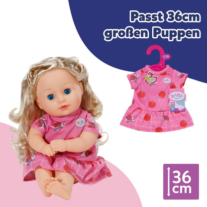 BABY born Roze jurkje – Poppenjurk met appels & lieveheersbeestjes – Poppenkleding – Accessoire voor poppen van 36 cm