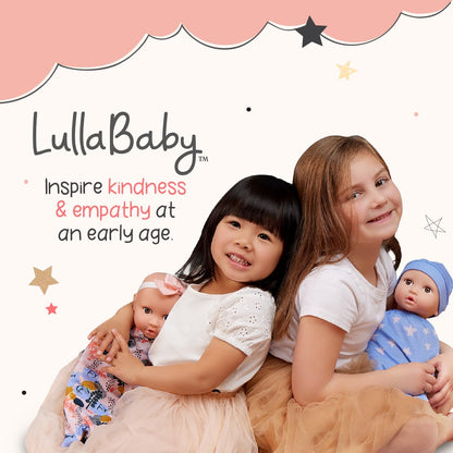 LullaBaby - Plüsch-Baby-Badepuppe - Junge - 36 cm waschbare Badepuppe Junge - Weicher Körper für echtes Wasserspiel - Blondes Haar & Badewannen-Accessoires - Kinder 2 Jahre +