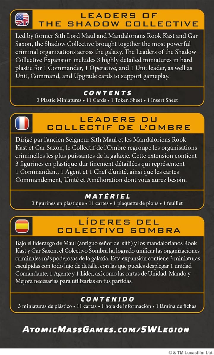 Asmodee | Star Wars: Legion - Leaders of the Shadow Collective | Miniatures Game | Ages 14+ | 2 Players | 90 Minutes Playing Time