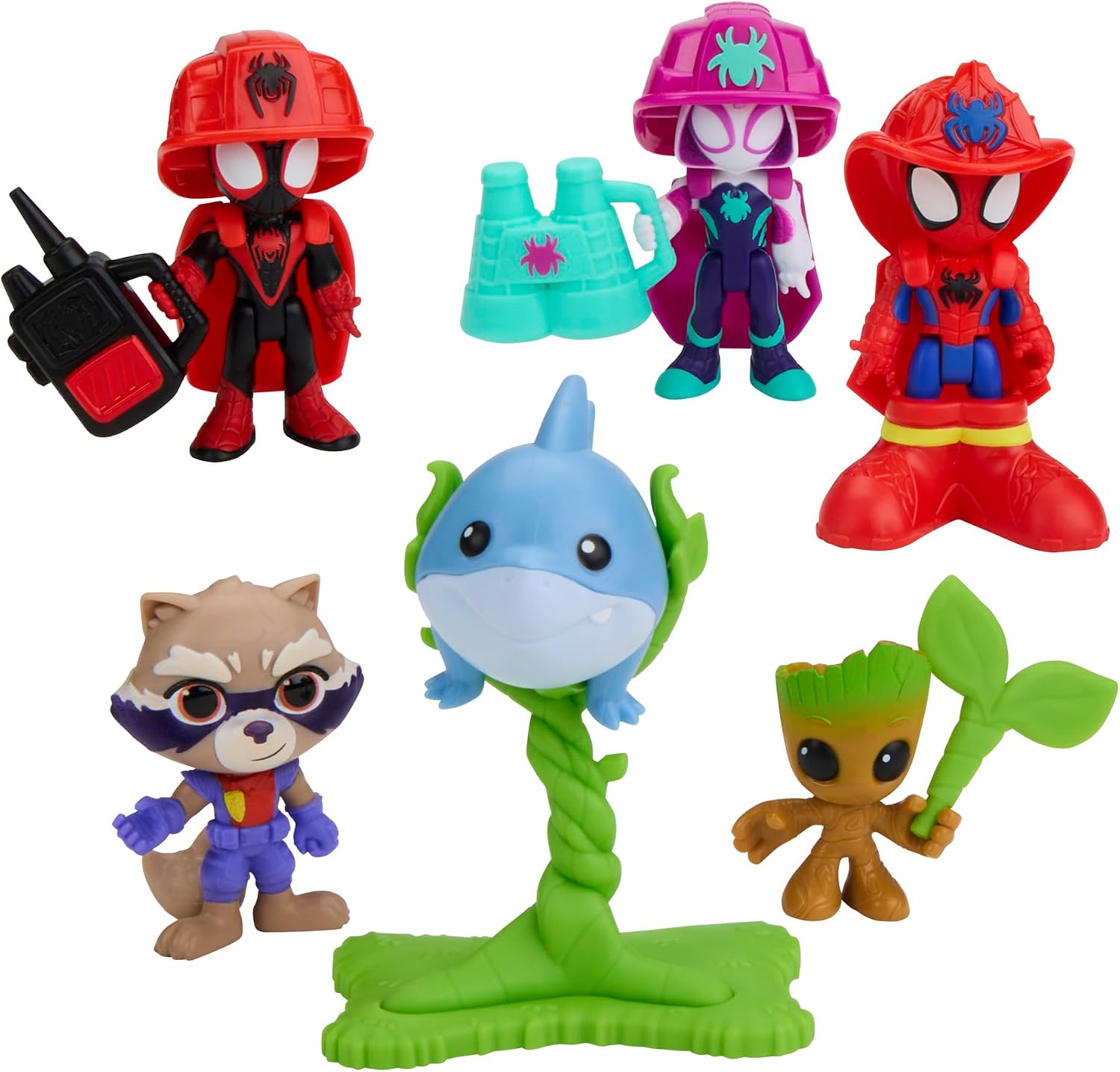 Marvel Spidey and his Amazing Friends Rescue-Webs Rescue Spidey and Crew Action Figure 6-Pack, Super Hero Toys and Figures for Kids, Ages 3+