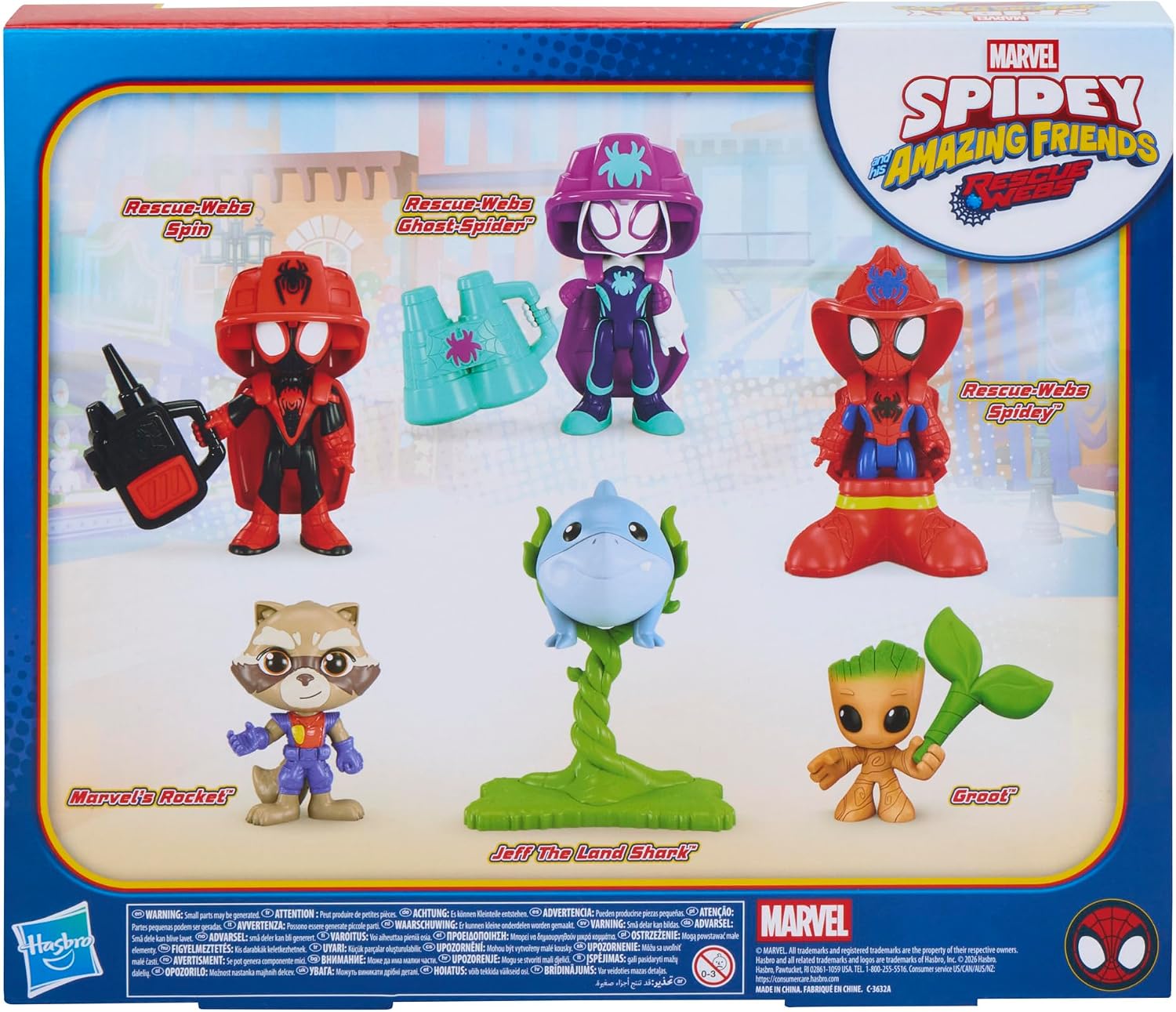 Marvel Spidey and his Amazing Friends Rescue-Webs Rescue Spidey and Crew Action Figure 6-Pack, Super Hero Toys and Figures for Kids, Ages 3+