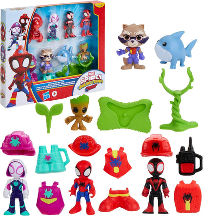 Marvel Spidey and his Amazing Friends Rescue-Webs Rescue Spidey and Crew Action Figure 6-Pack, Super Hero Toys and Figures for Kids, Ages 3+