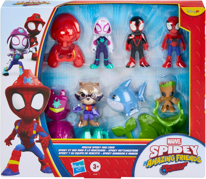 Marvel Spidey and his Amazing Friends Rescue-Webs Rescue Spidey and Crew Action Figure 6-Pack, Super Hero Toys and Figures for Kids, Ages 3+