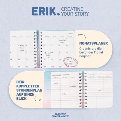 Grupo Erik Hausaufgabenheft 2026 2027 Kpop Demon Hunters Kalender Schulplaner A5 - Schulkalender Schülerkalender Wochenansicht Terminplaner 2026 2027 A5 K-Pop Kwaii Sachen Merch Geschenke Einschulung