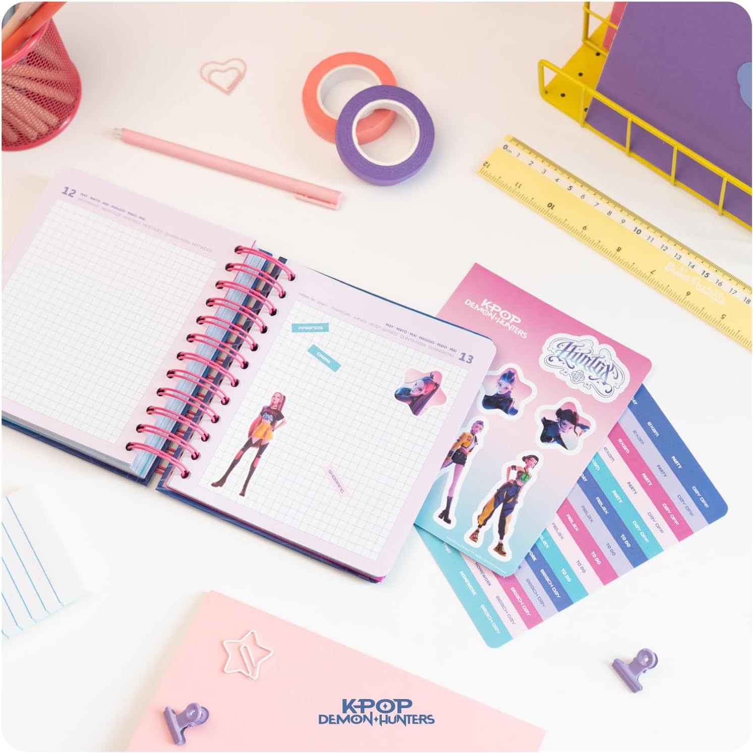 Grupo Erik Diario Scuola 2026 2027 Elementari Kpop Demon Hunters - Agenda Giornaliera 2026 2027 per Scuola Medie, 11 Mesi | Diario Scolastico con Copertina Rigida e Divisori Illustrati (14 x 16 cm