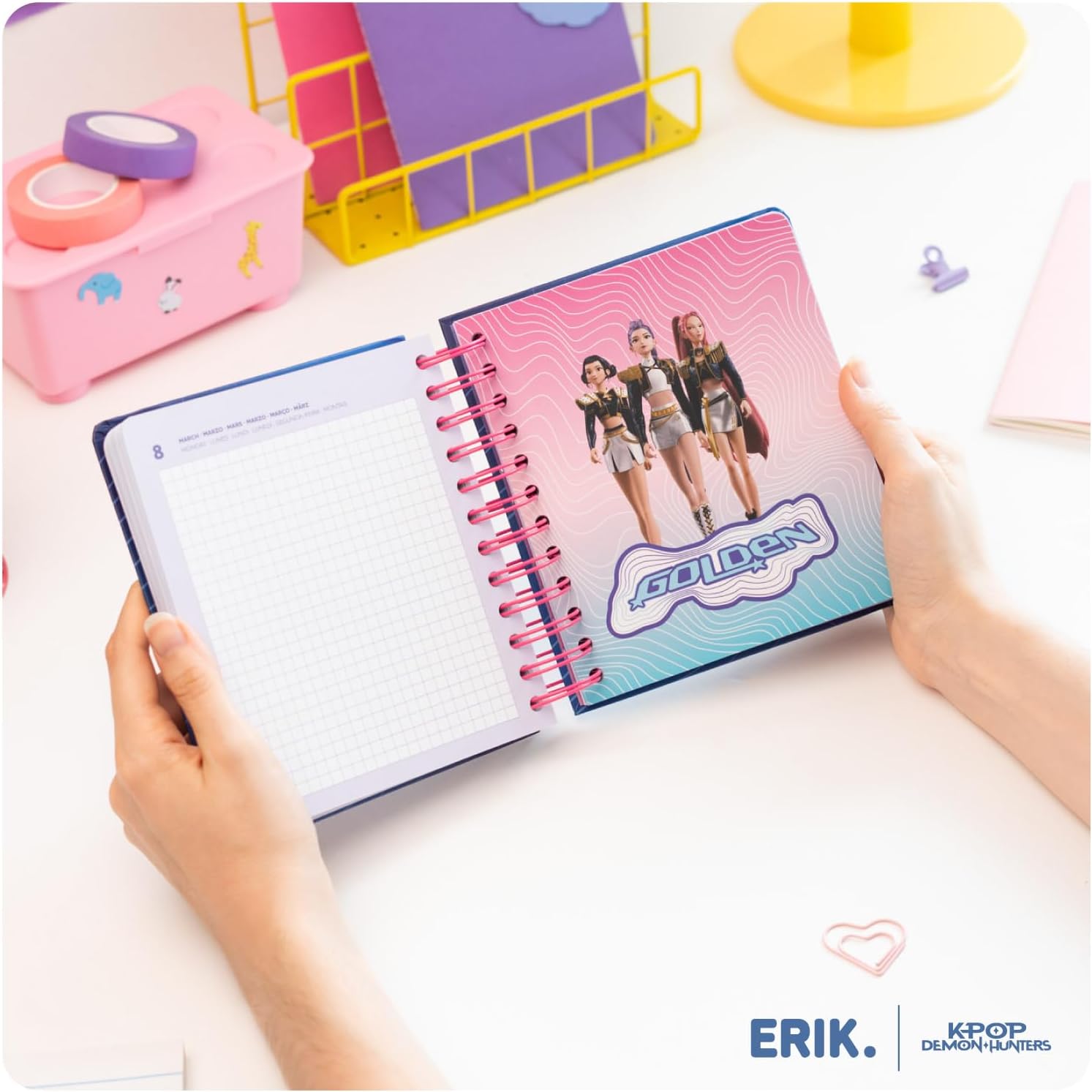 Grupo Erik Diario Scuola 2026 2027 Elementari Kpop Demon Hunters - Agenda Giornaliera 2026 2027 per Scuola Medie, 11 Mesi | Diario Scolastico con Copertina Rigida e Divisori Illustrati (14 x 16 cm