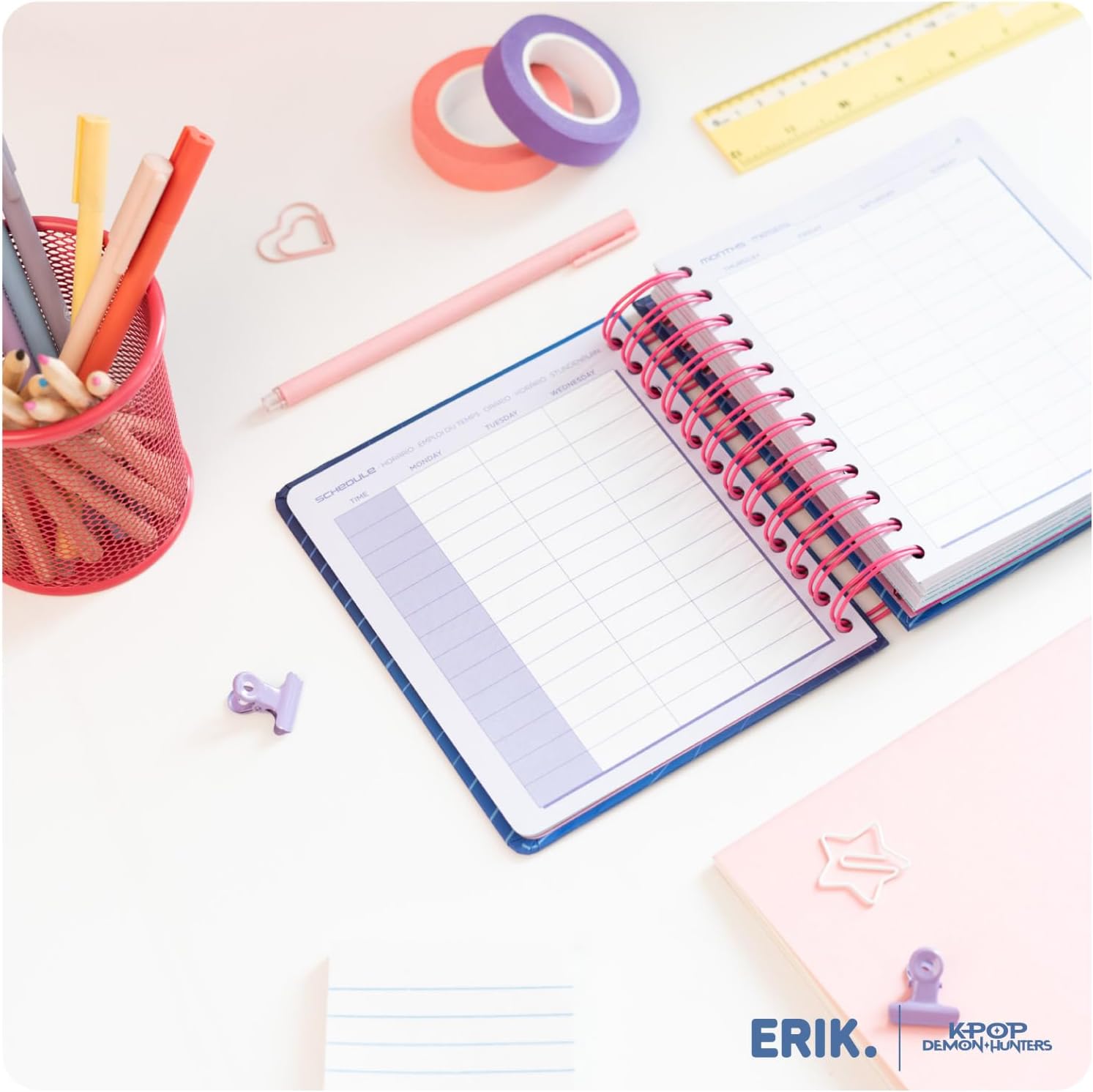 Grupo Erik Diario Scuola 2026 2027 Elementari Kpop Demon Hunters - Agenda Giornaliera 2026 2027 per Scuola Medie, 11 Mesi | Diario Scolastico con Copertina Rigida e Divisori Illustrati (14 x 16 cm