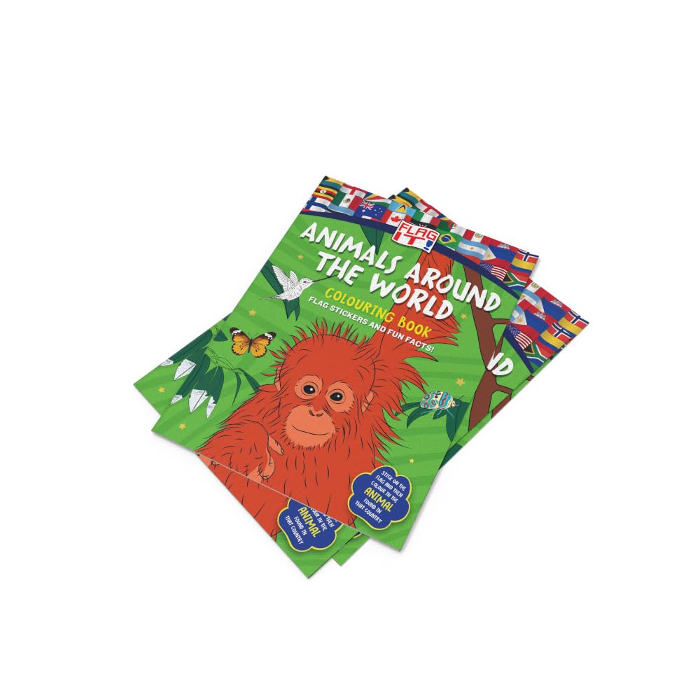 Flag It! Animals Around the World Colouring Book: An animal-themed colouring book with flag stickers and facts