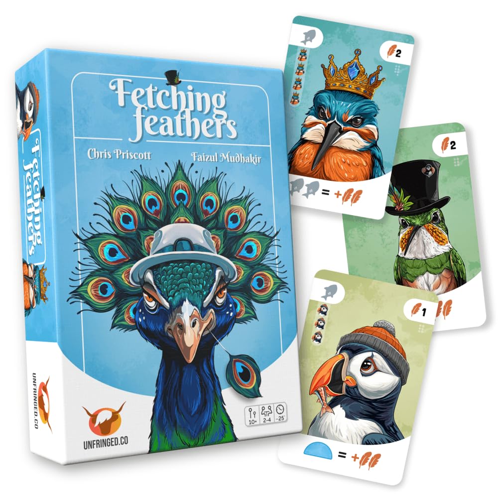 Fetching Feathers - Strategy Card Game for Bird Lovers | Fancy flock board game for families and adults. Features a quick 25-minute playtime for 2 to 4 players, ages 10 and up.