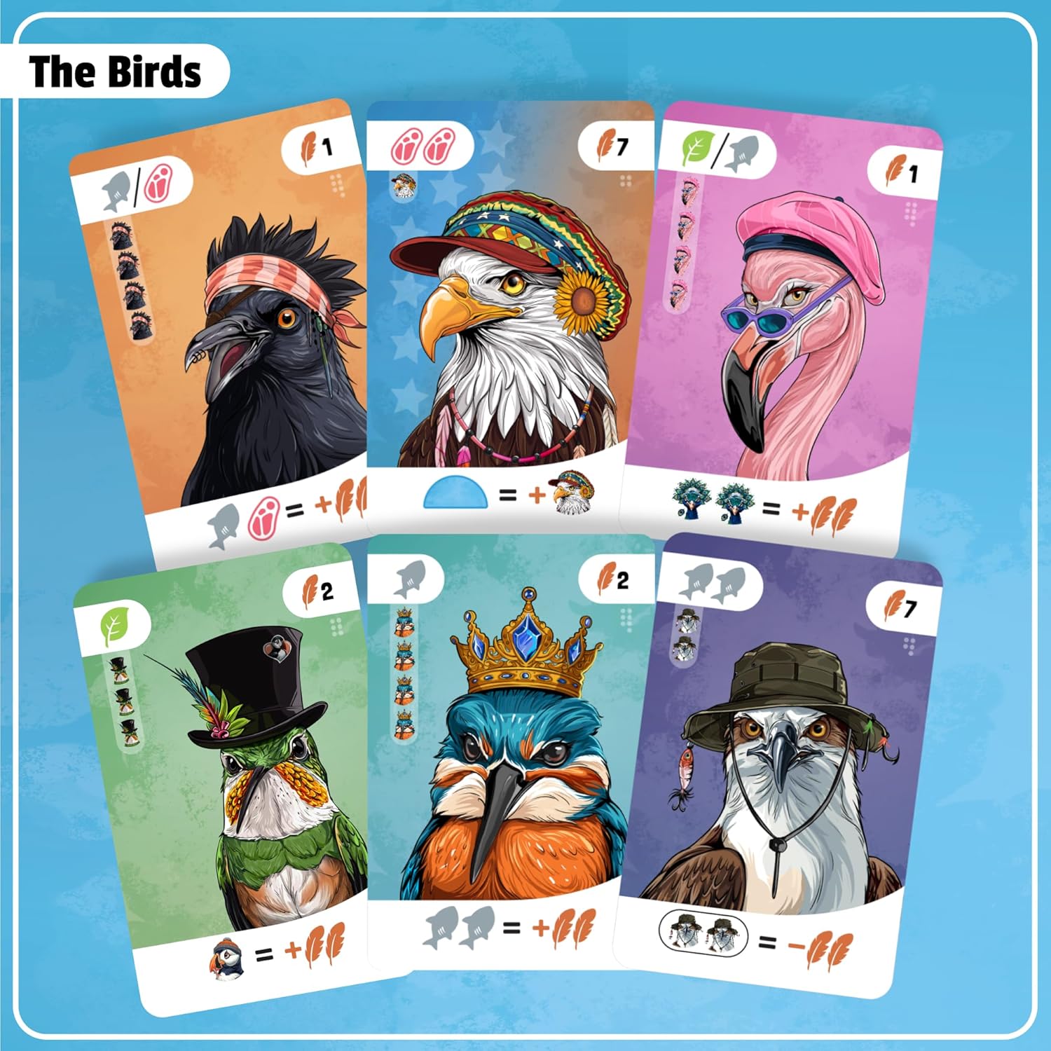 Fetching Feathers - Strategy Card Game for Bird Lovers | Fancy flock board game for families and adults. Features a quick 25-minute playtime for 2 to 4 players, ages 10 and up.