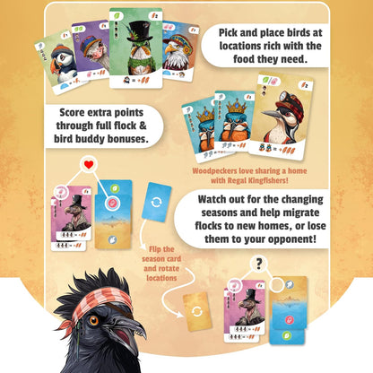 Fetching Feathers - Strategy Card Game for Bird Lovers | Fancy flock board game for families and adults. Features a quick 25-minute playtime for 2 to 4 players, ages 10 and up.