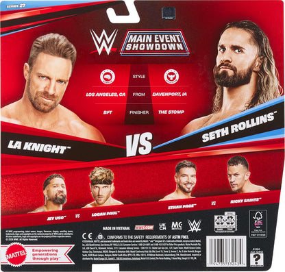 Mattel WWE Main Event Showdown 2-Pack Seth Rollins vs La Knight S27 JHJ64