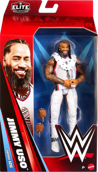 WWE Elite Action Figure & Accessories, Series #126 Set, 6-inch Collectible Jimmy USO with 25 Articulation Points & Swappable Hands