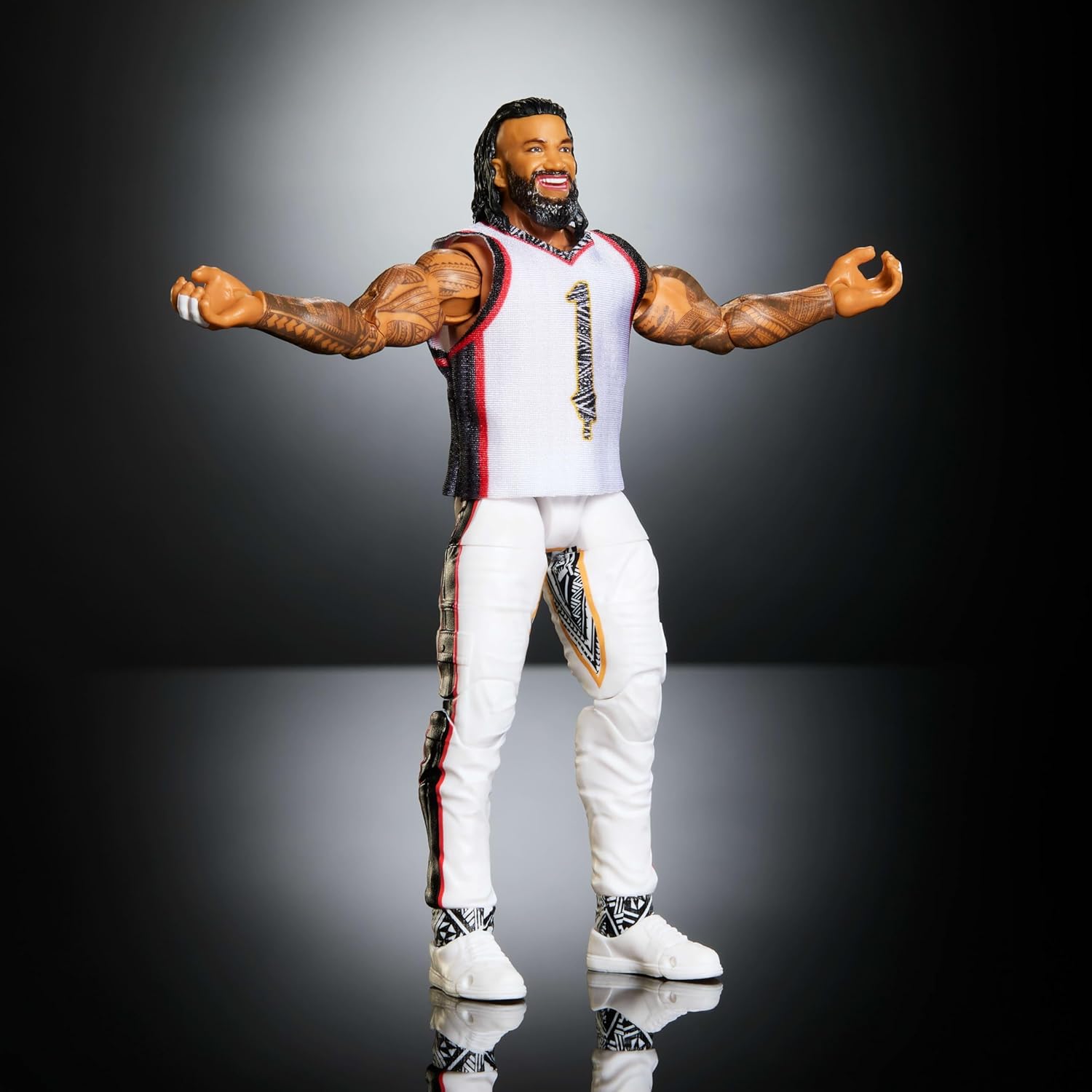 WWE Elite Action Figure & Accessories, Series #126 Set, 6-inch Collectible Jimmy USO with 25 Articulation Points & Swappable Hands