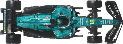 Hot Wheels Premium Auto Team Aston Martin Aramco Formula 1 | Modello auto da corsa Lance Stroll Die-Cast in scala 1:64, pneumatici Real Riders, carrozzeria/telaio in metallo, JKD87