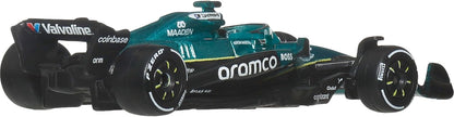 Hot Wheels Premium Auto Team Aston Martin Aramco Formula 1 | Modello auto da corsa Lance Stroll Die-Cast in scala 1:64, pneumatici Real Riders, carrozzeria/telaio in metallo, JKD87