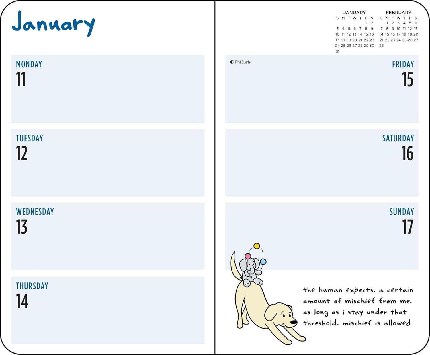 Thoughts of Dog 2027 Monthly/Weekly Planner Calendar