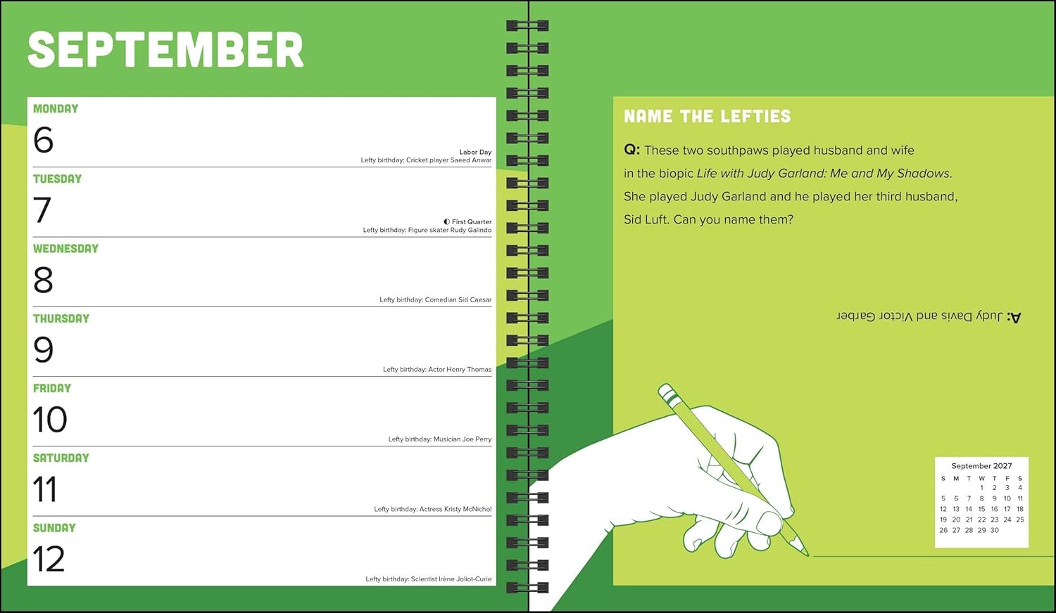 Left-Hander's 2027 Weekly Planner Calendar: Left-Handed Legends, Lore & More